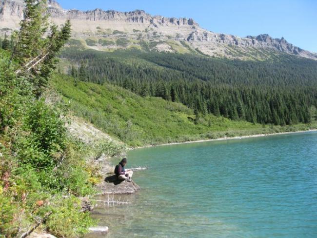 Tony fishing in Glacier Park